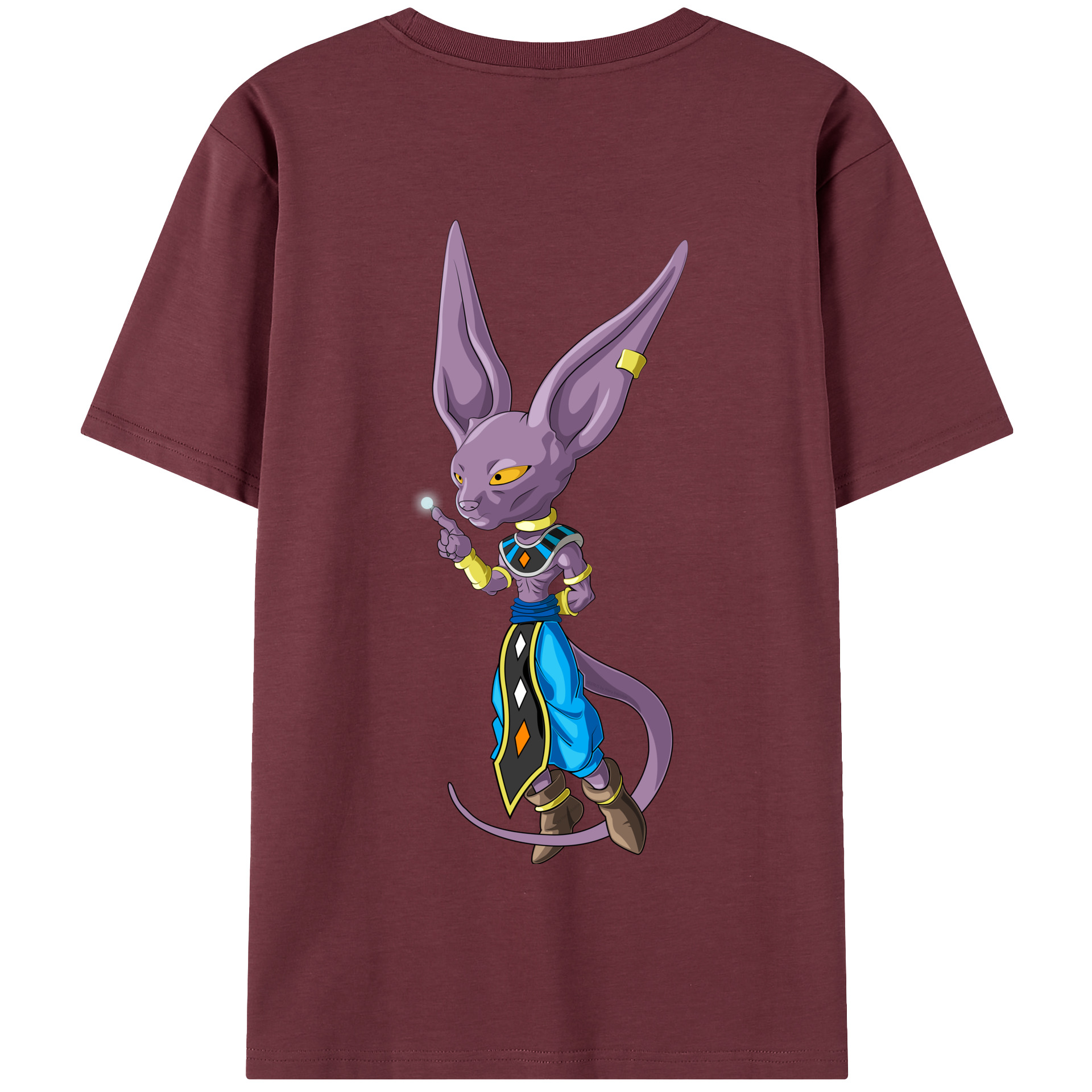 （画像用） ドラゴンボール ビルス 破壊神ビルス DRAGON BALL Beerus Birusu 綿100％半袖Tシャツ（背面プリント）